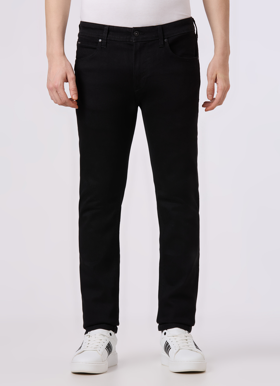 Men Black Mid Rise Slim Fit Powerflex Jeans, , large image number 1