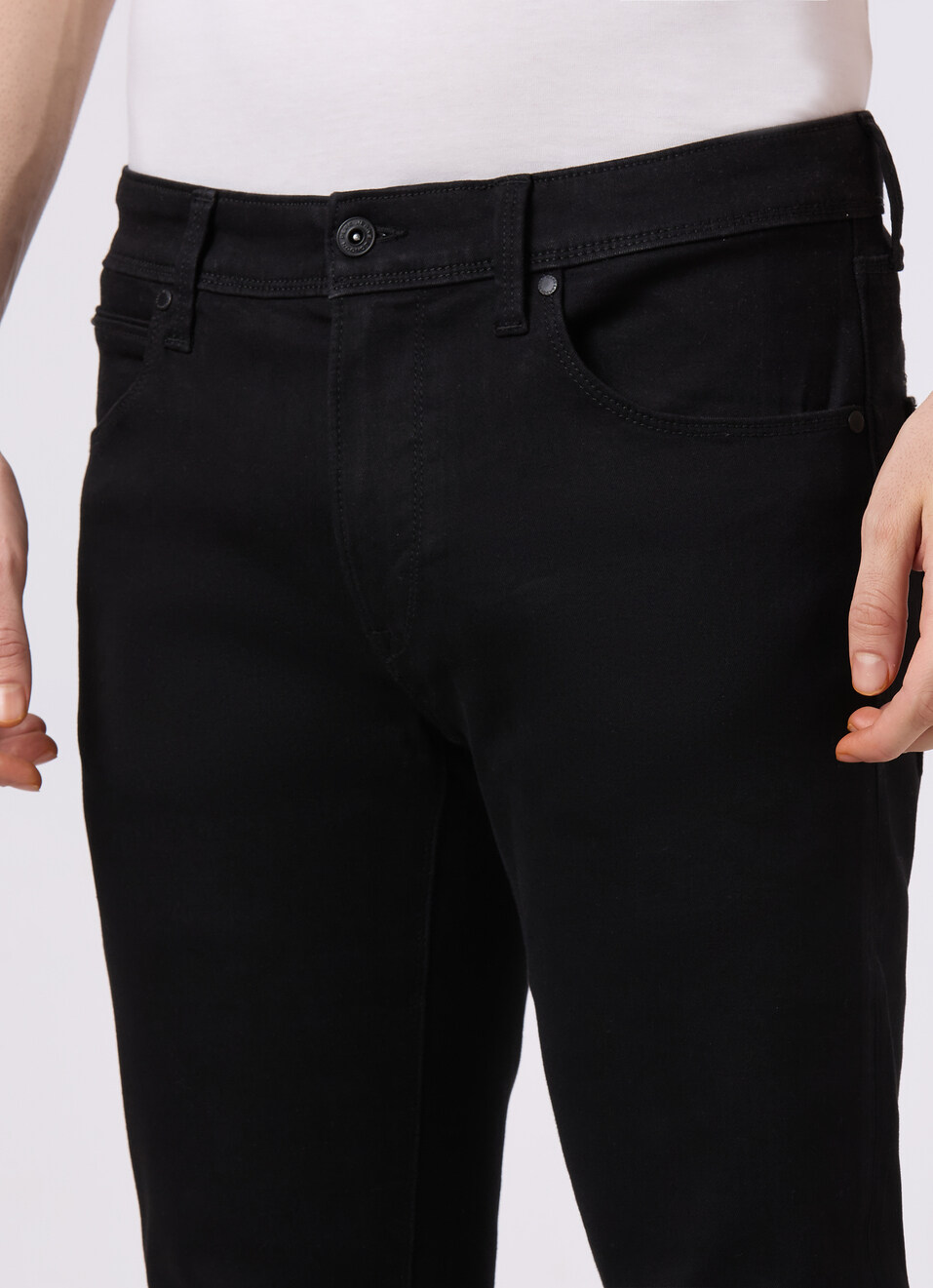 Men Black Mid Rise Slim Fit Powerflex Jeans, , large image number 4