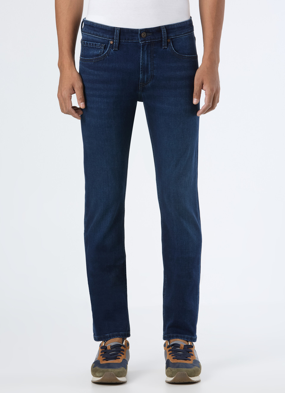 Men Blue Mid Rise Slim Fit Stretchable Jeans, , large image number 1