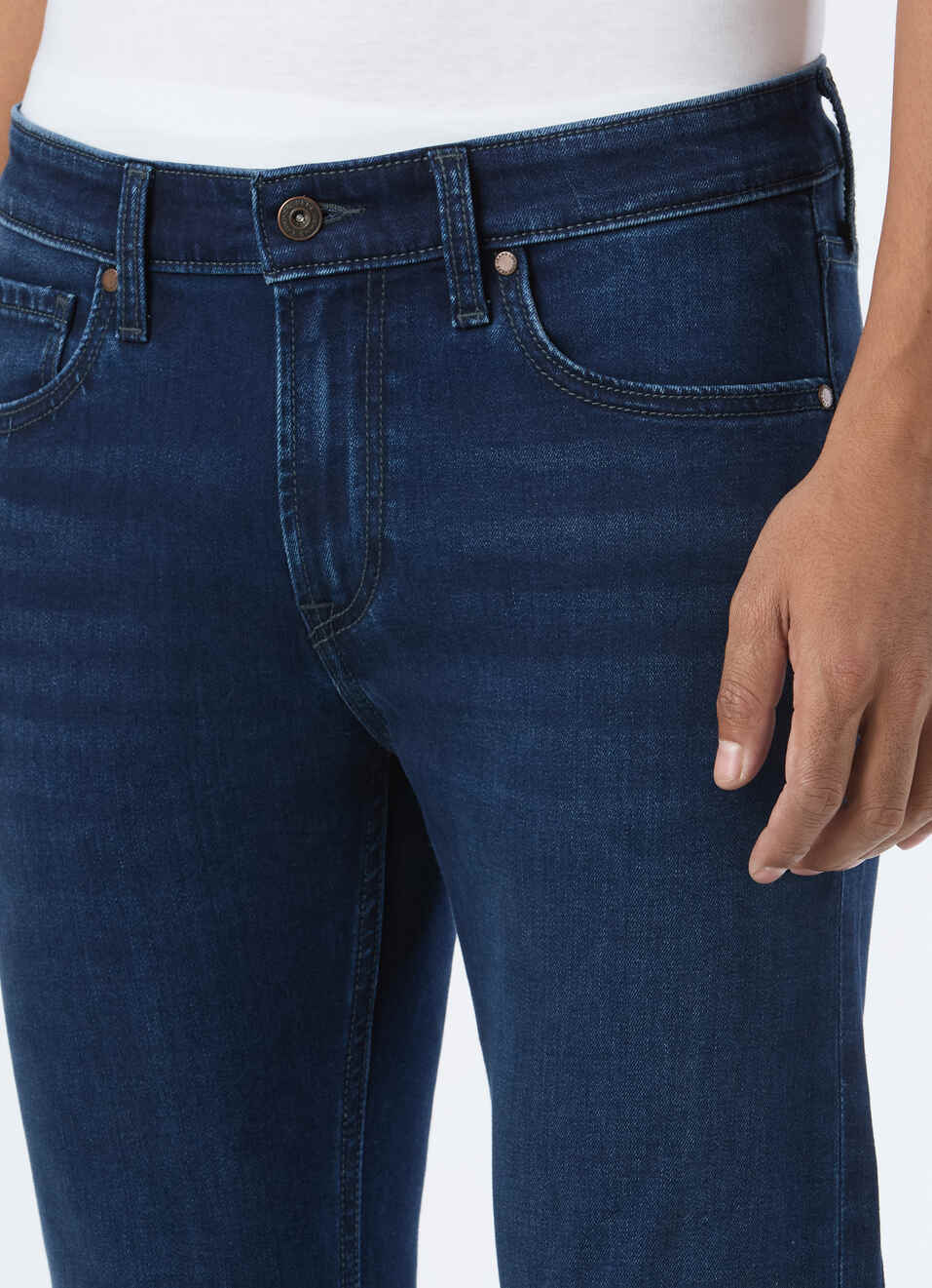 Men Blue Mid Rise Slim Fit Stretchable Jeans, , large image number 4