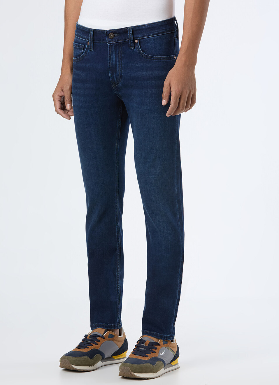 Men Blue Mid Rise Slim Fit Stretchable Jeans, , large image number 4
