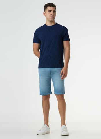 Men Blue Mid Rise Denim Shorts
