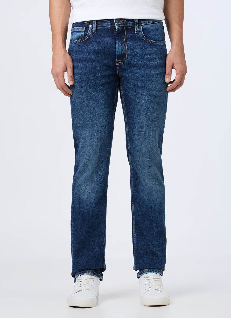 Men Green Mid Rise Straight Fit Strechable Jeans, , large image number 1