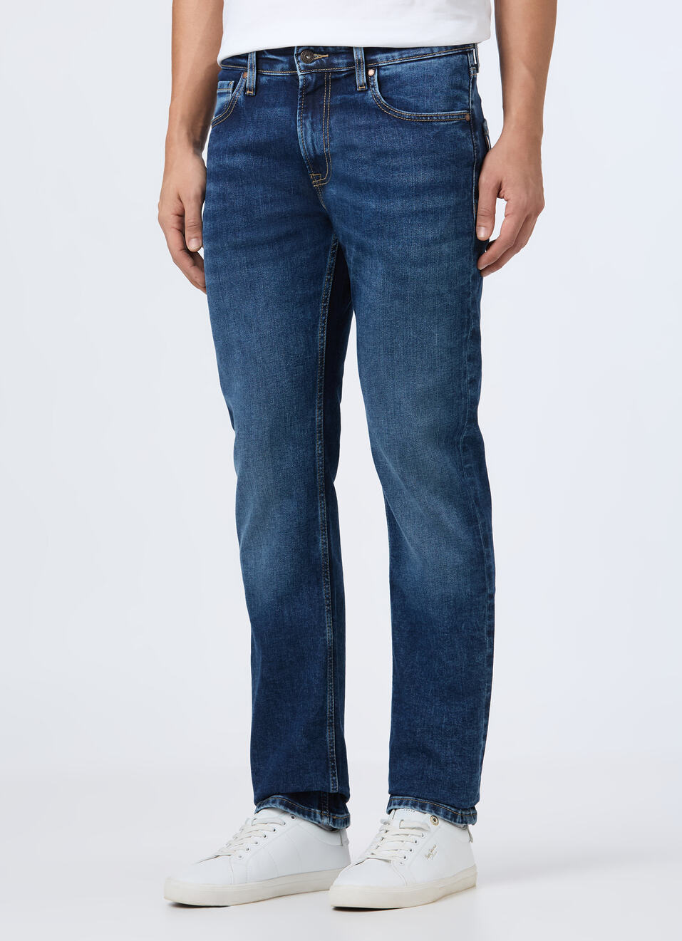 Men Green Mid Rise Straight Fit Strechable Jeans, , large image number 3