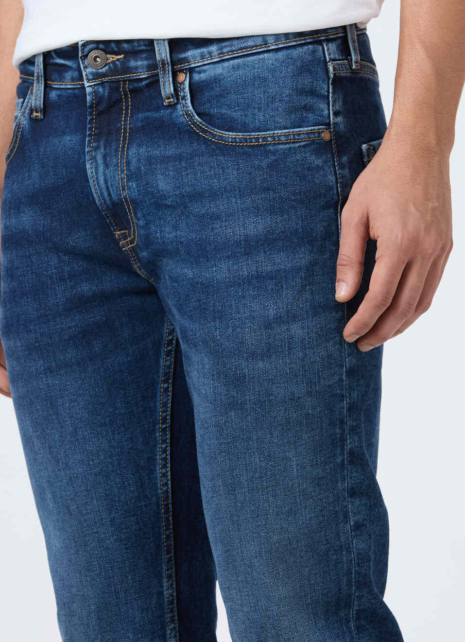 Men Green Mid Rise Straight Fit Strechable Jeans, , large image number 4