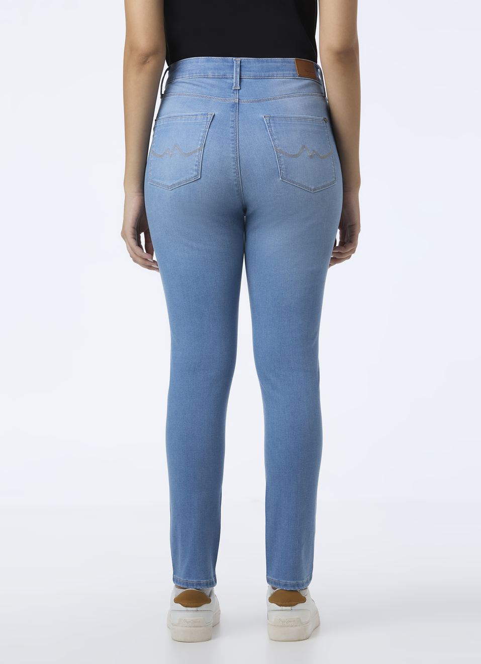 Women Light Blue High Rise Skinny Fit Powerflex Jeans, , large image number 2