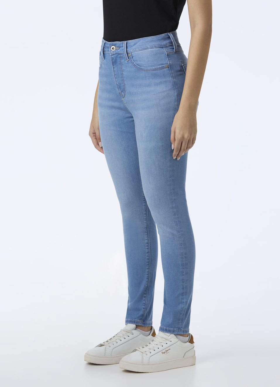 Women Light Blue High Rise Skinny Fit Powerflex Jeans, , large image number 3