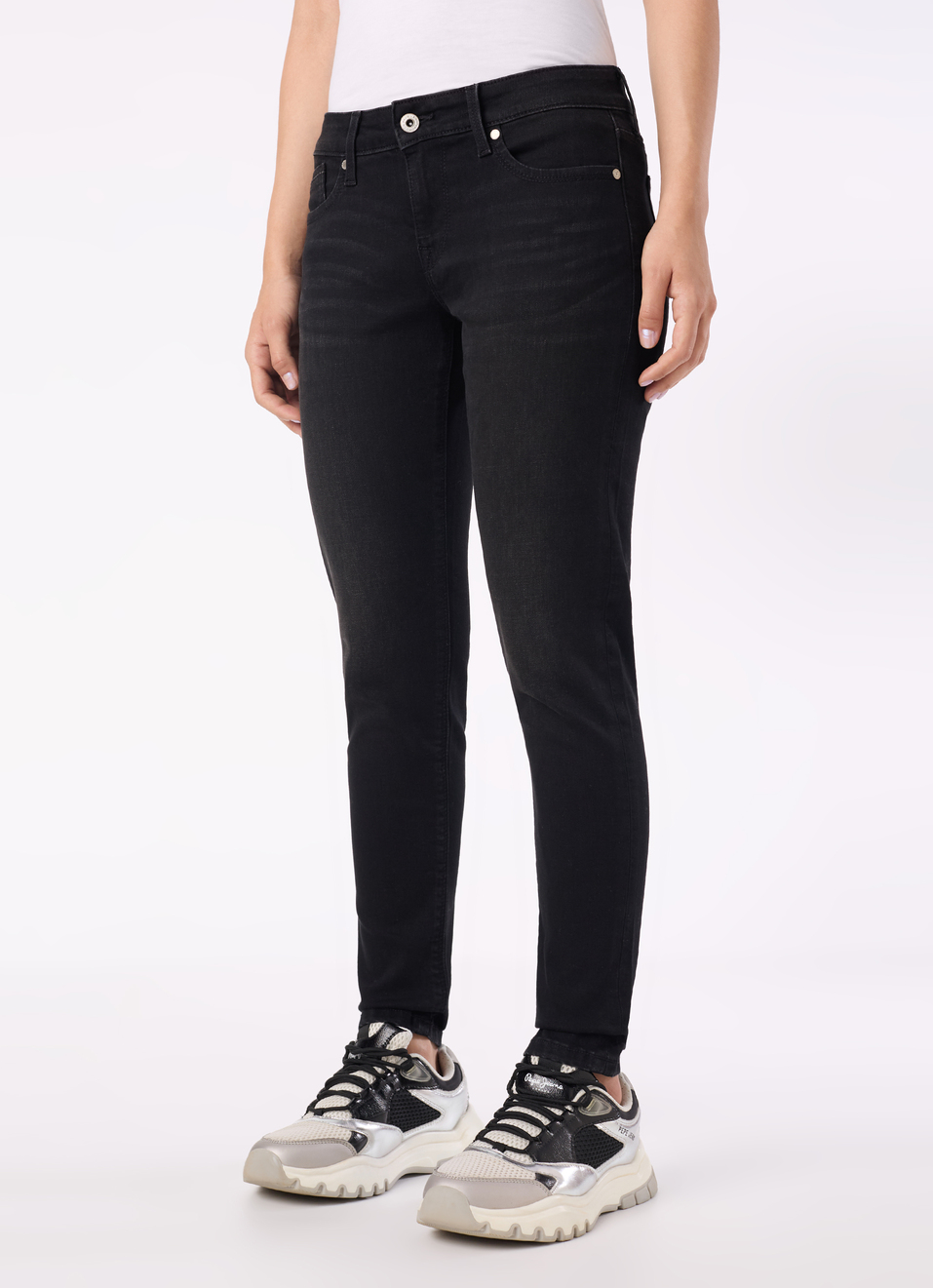 Women Black Mid Rise Skinny Fit Powerflex Jeans, , large image number 3
