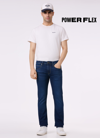 Men Blue Mid Rise Slim Fit Powerflex Jeans