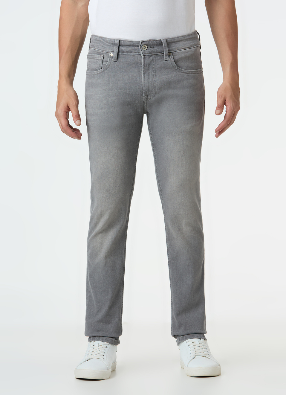 Men Grey Mid Rise Slim Fit Stretchable Jeans, , large image number 1