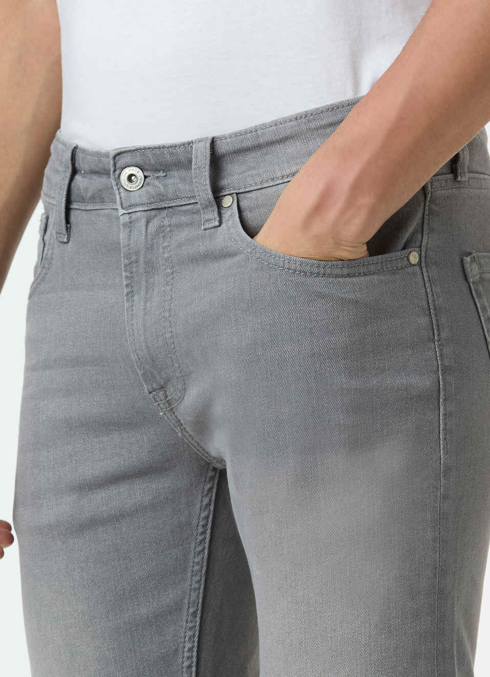 Men Grey Mid Rise Slim Fit Stretchable Jeans, , large image number 4