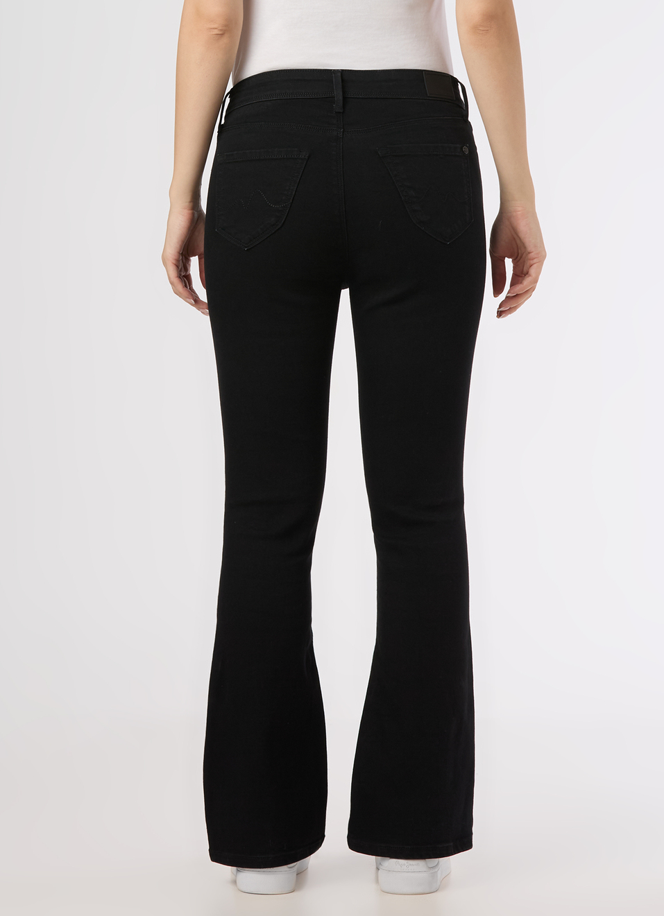 Women Black Mid Rise Flared Powerflex Jeans, , large image number 2