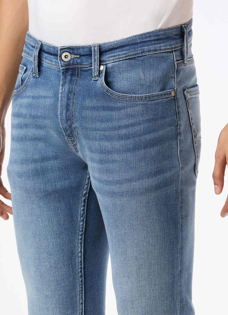 Men Blue Mid Rise Slim Fit Stretchable Jeans, , large image number 4