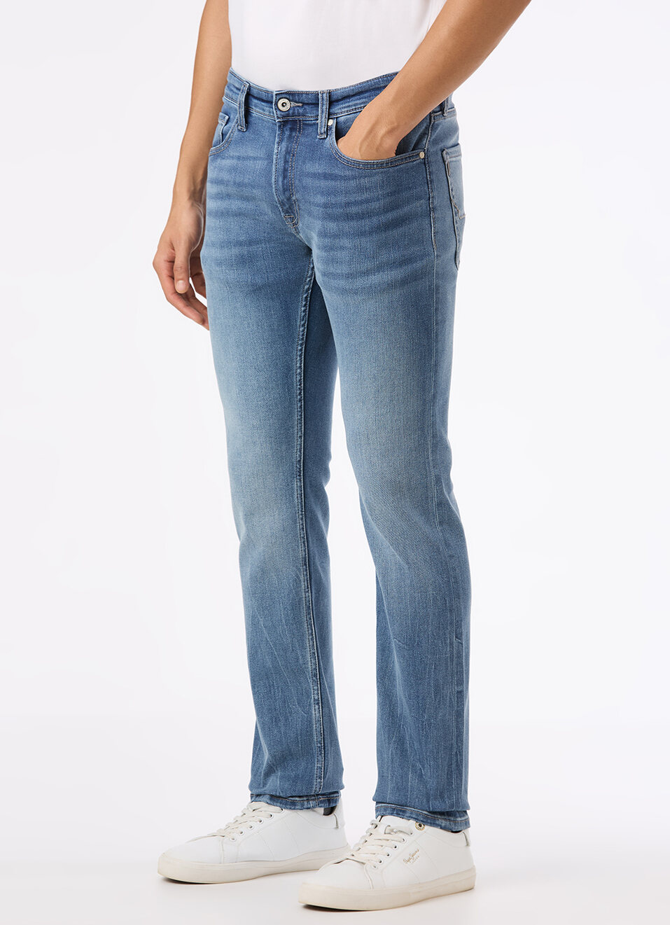 Men Blue Mid Rise Slim Fit Stretchable Jeans, , large image number 0