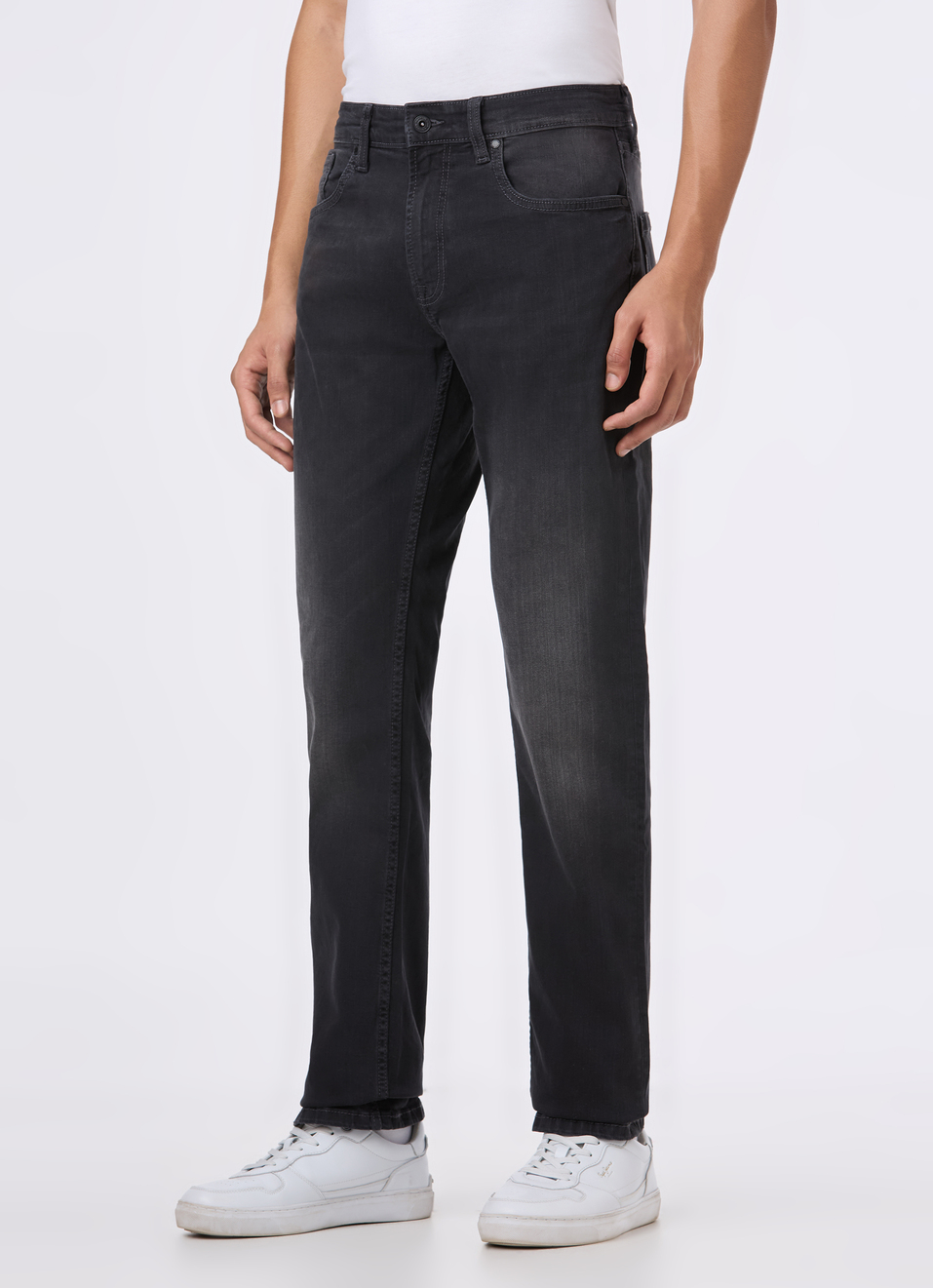 Men Grey Mid Rise Straight Fit Stretchable Jeans, , large image number 3