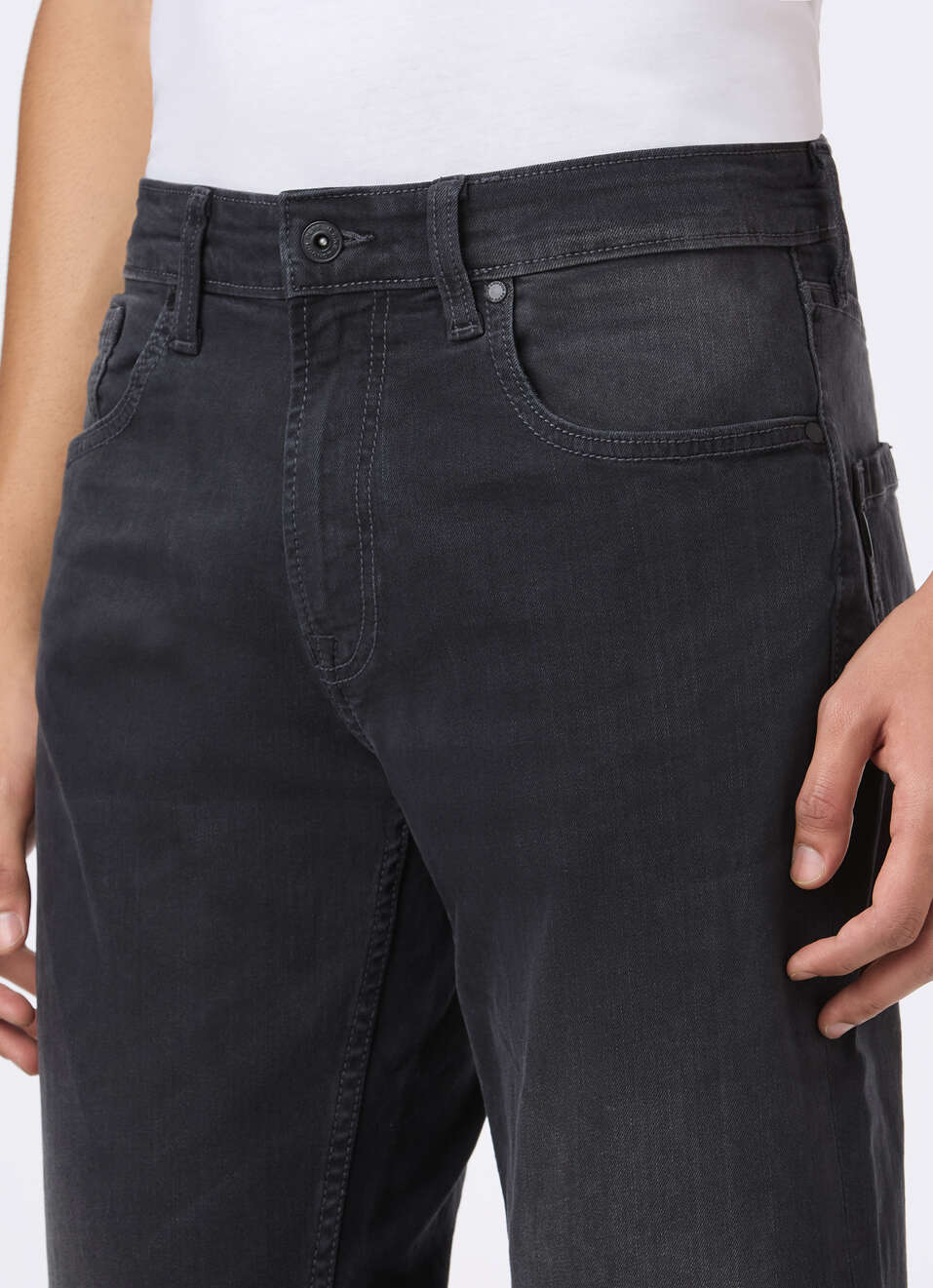 Men Grey Mid Rise Straight Fit Stretchable Jeans, , large image number 4