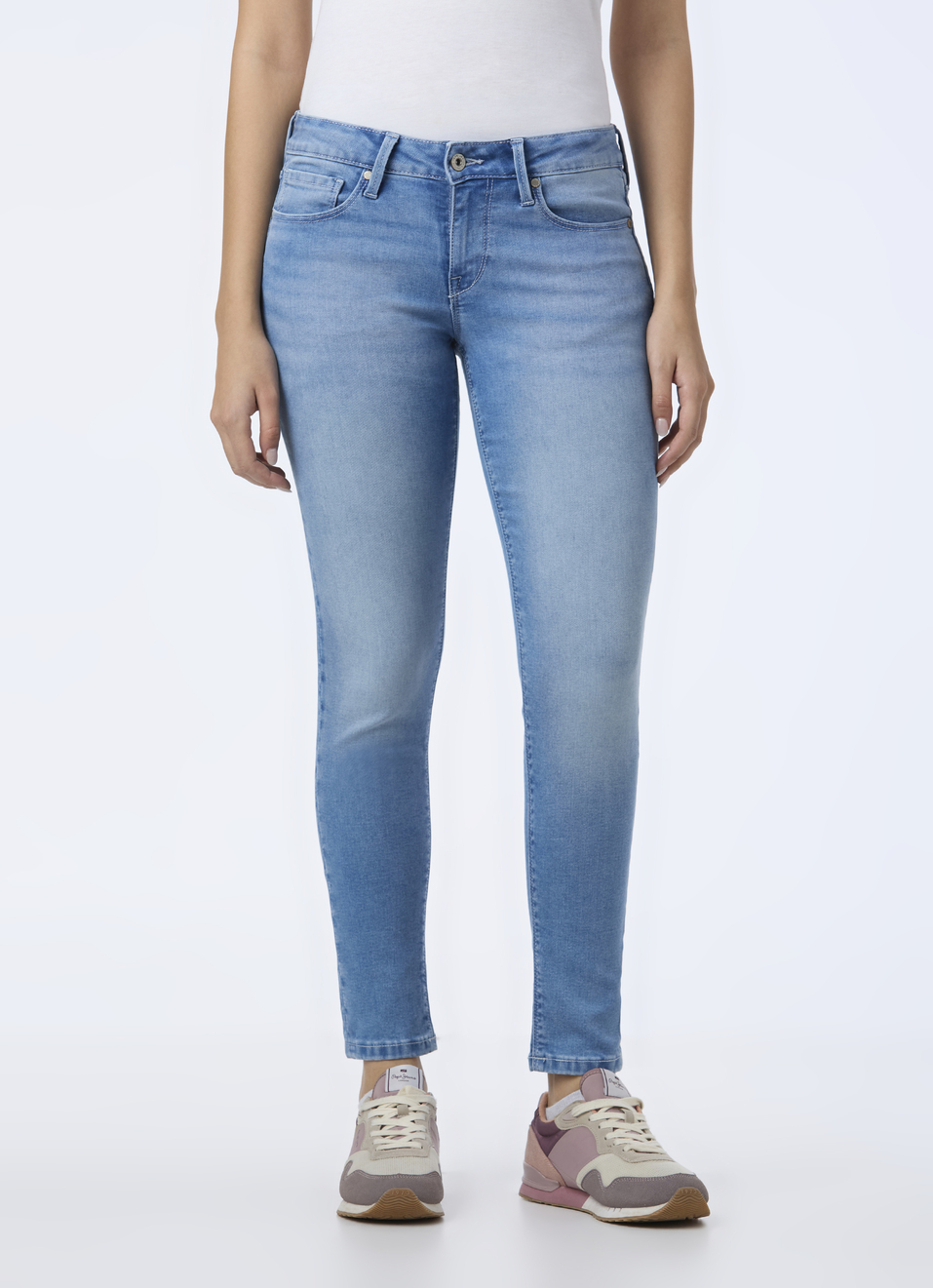 Women Light Blue Mid Rise Skinny Fit Powerflex Jeans, , large image number 1