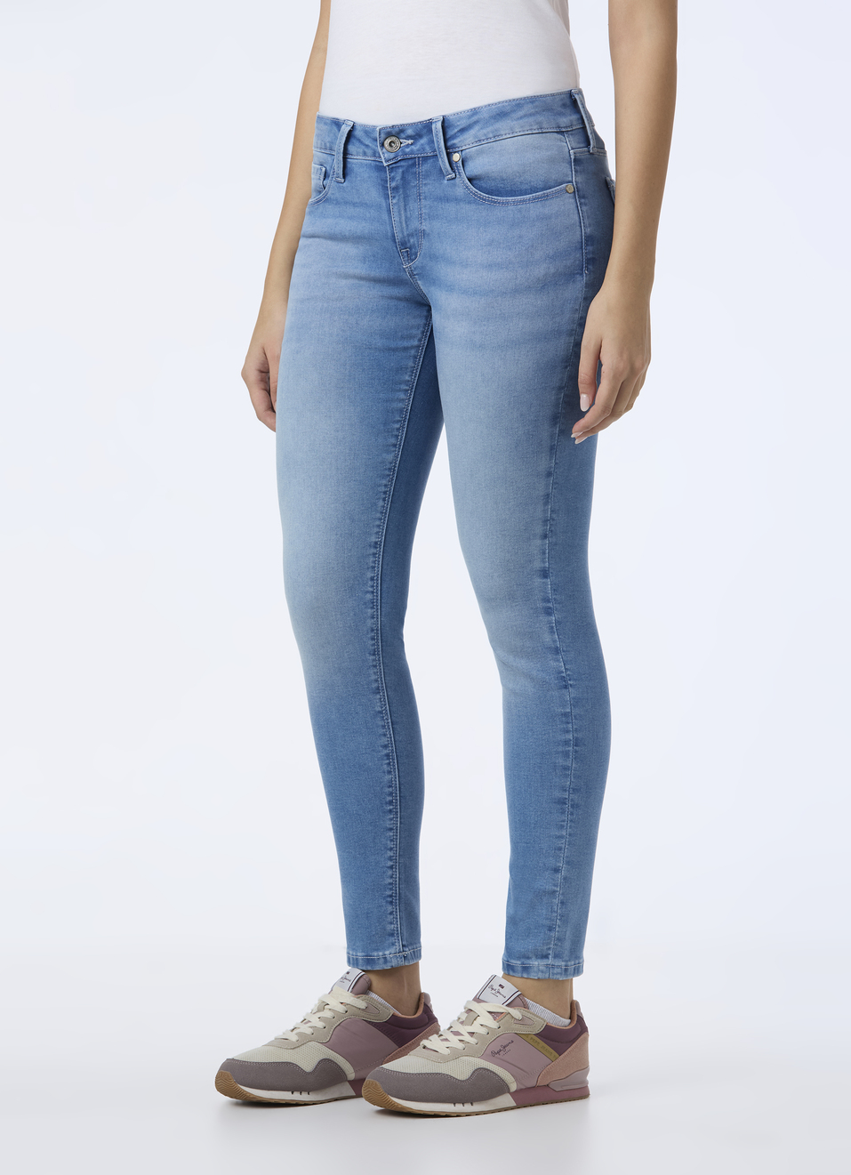 Women Light Blue Mid Rise Skinny Fit Powerflex Jeans, , large image number 3