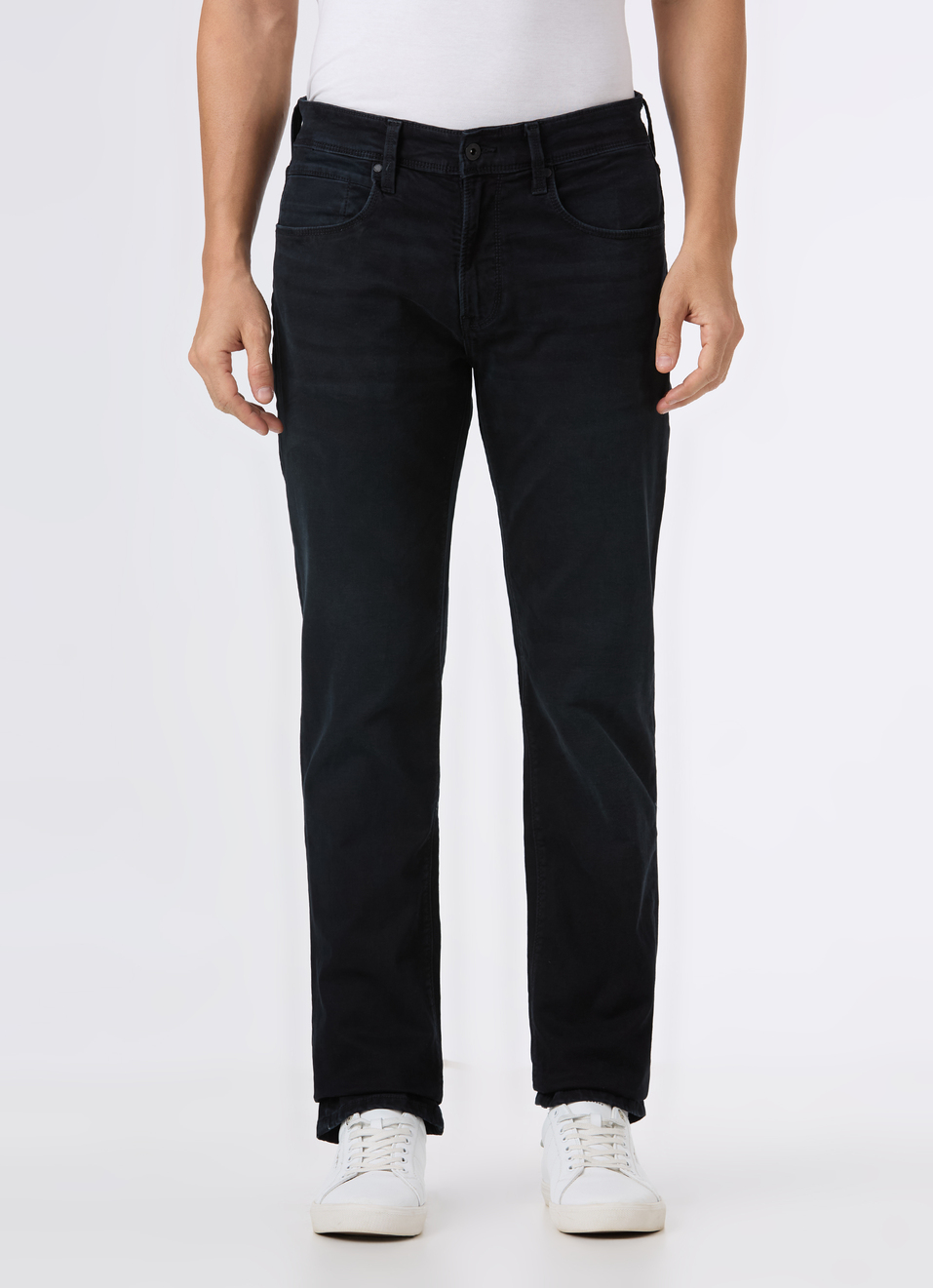 Men Black Mid Rise Straight Fit Jeans, , large image number 1