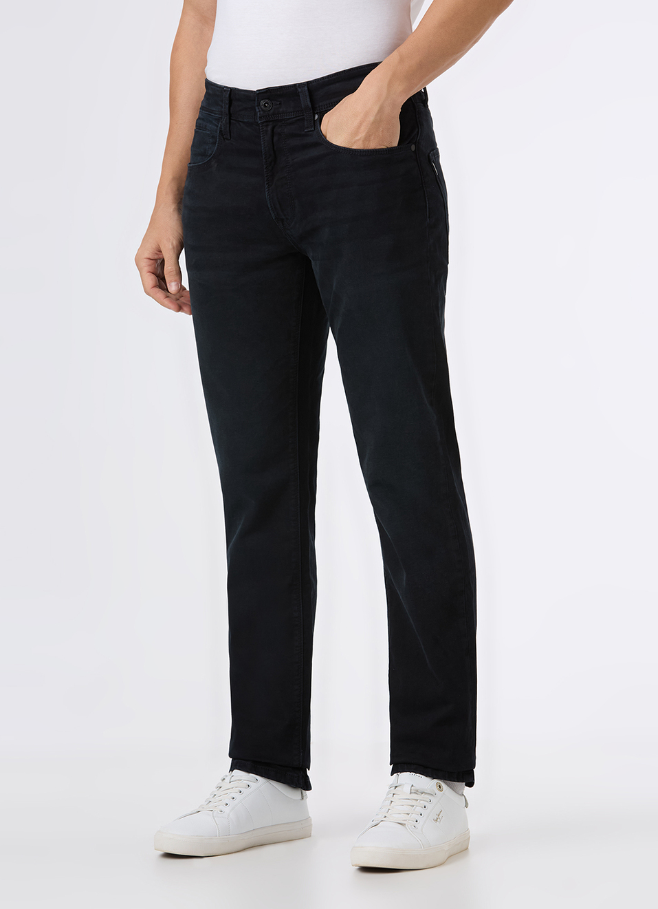 Men Black Mid Rise Straight Fit Jeans, , large image number 6