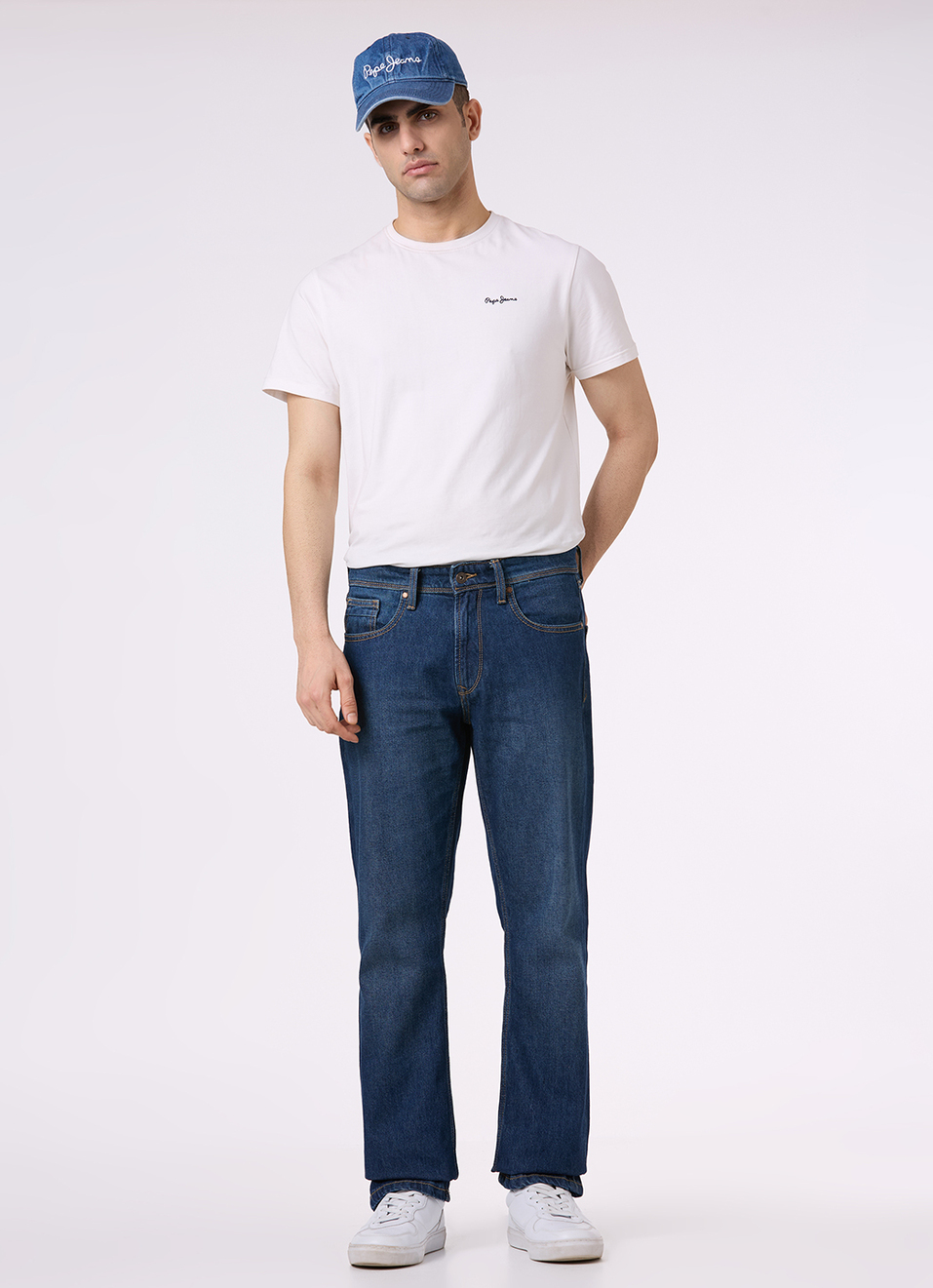 Men Blue Mid Rise Straight Fit Jeans, , large image number 1