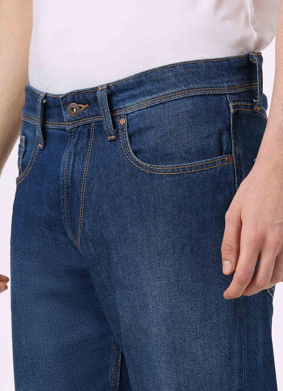 Men Blue Mid Rise Straight Fit Jeans, , large image number 4