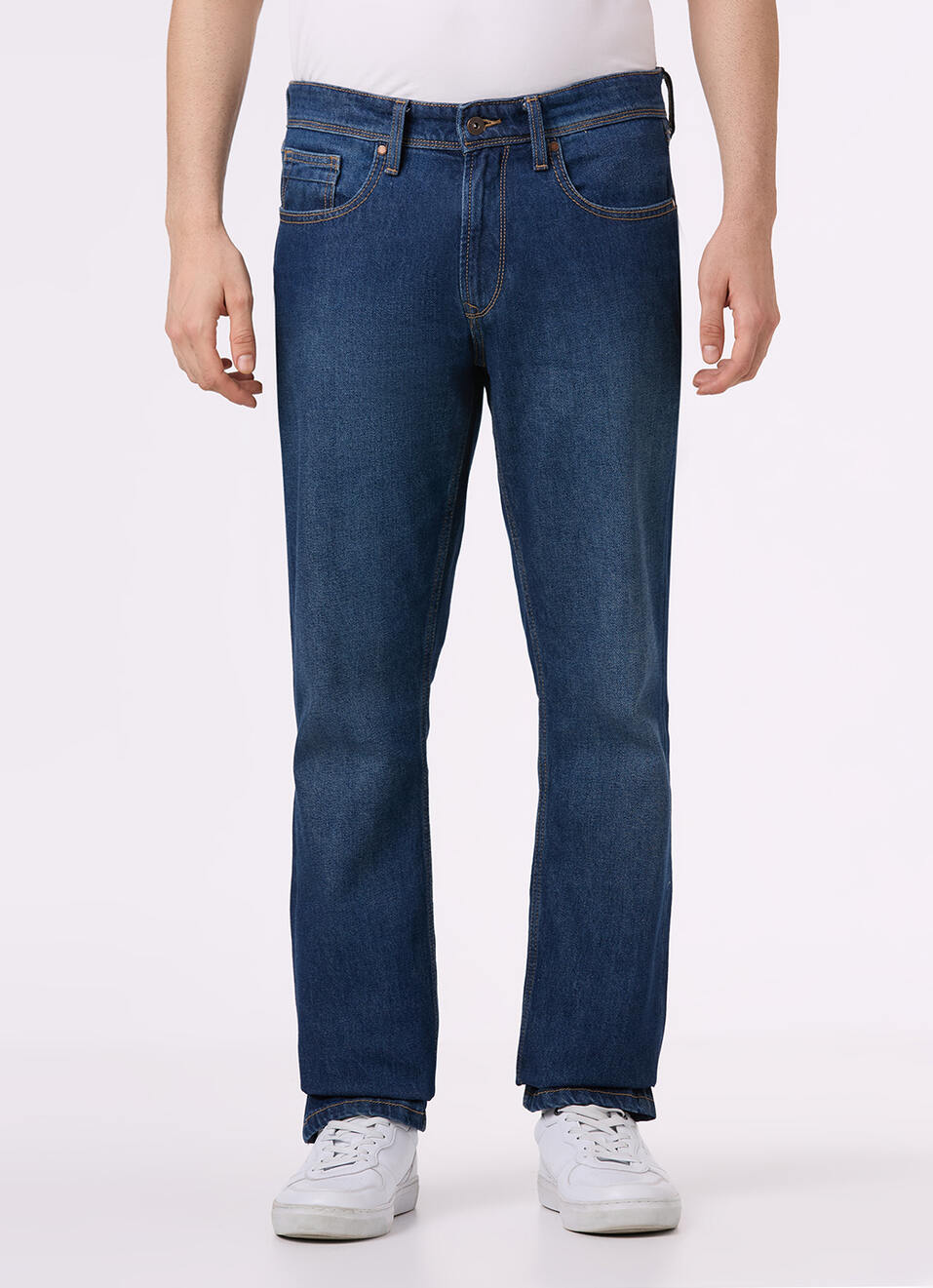 Men Blue Mid Rise Straight Fit Jeans, , large image number 6