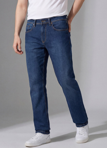 Men Blue Mid Rise Straight Fit Jeans