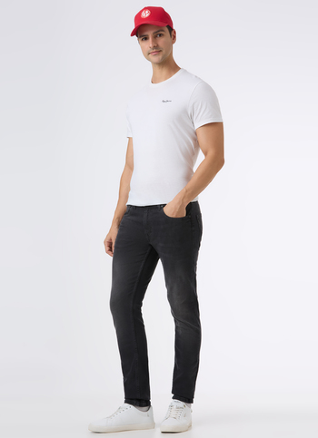 Men Washed Black Slim Fit Tapered Stretchable Jeans