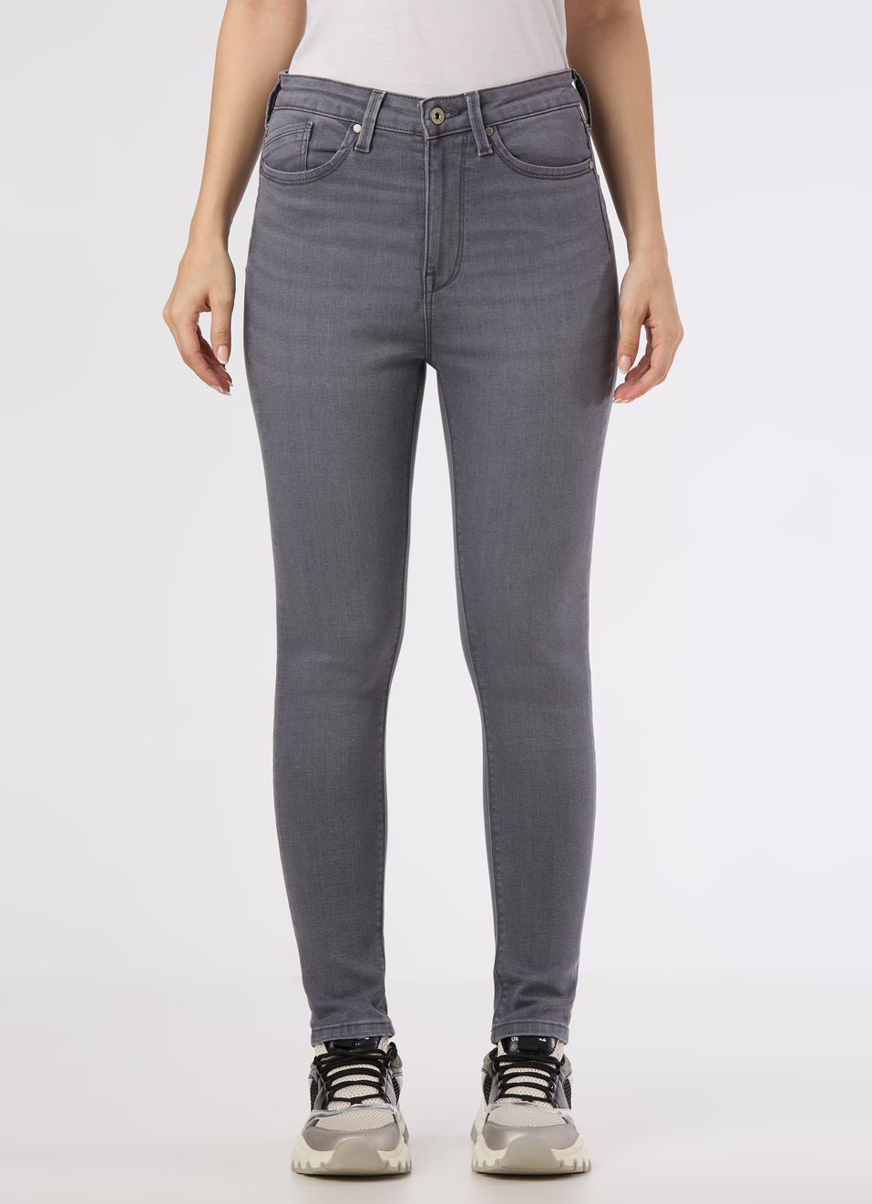 Women Grey High Rise Skinny Fit Powerflex Jeans, , large image number 1