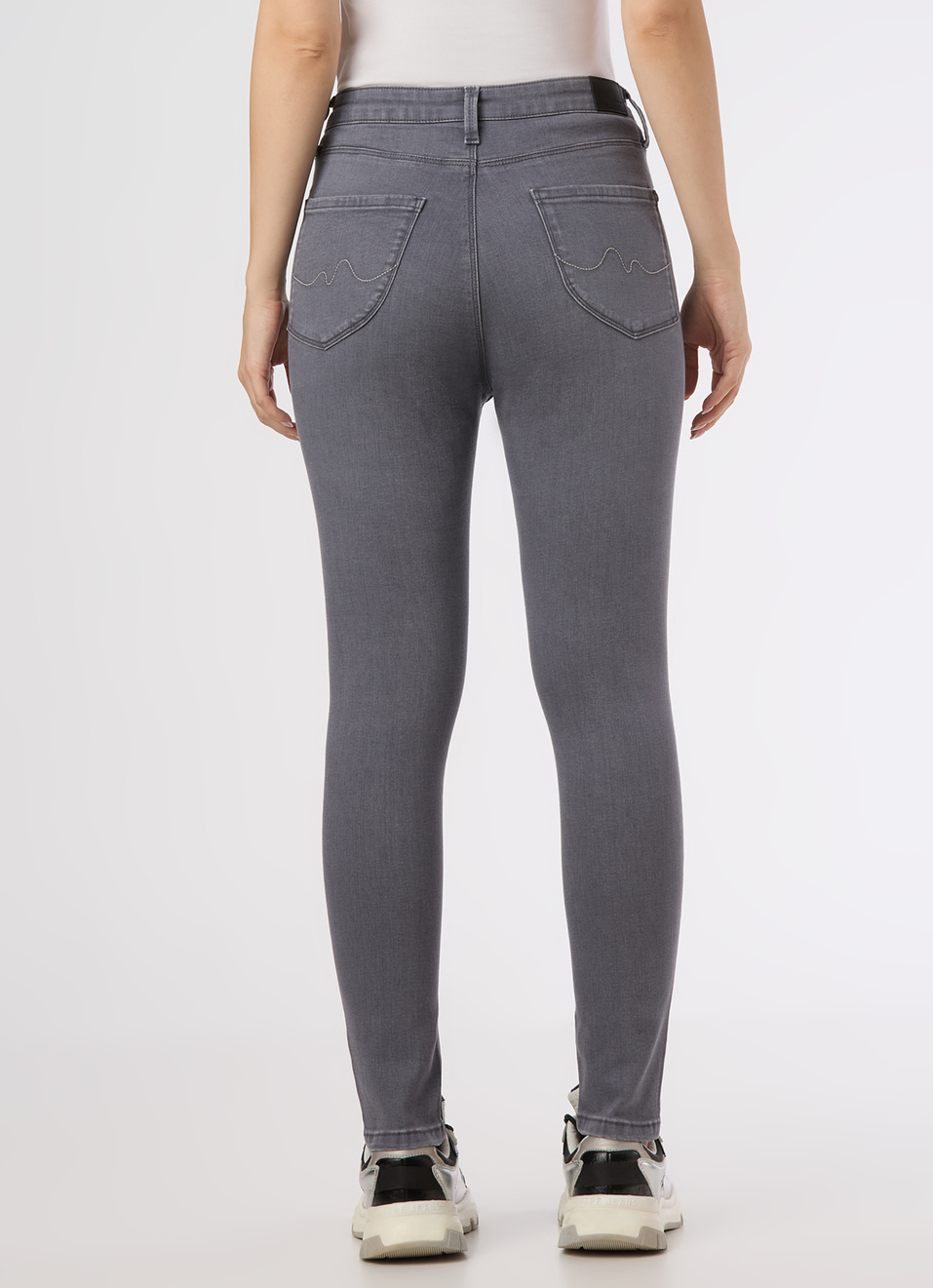 Women Grey High Rise Skinny Fit Powerflex Jeans, , large image number 2