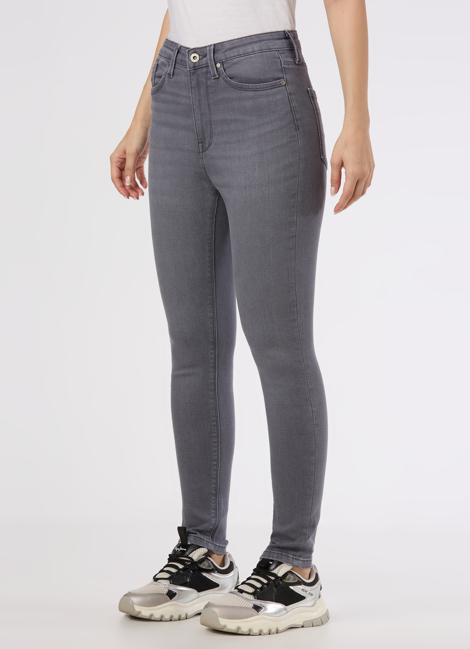 Women Grey High Rise Skinny Fit Powerflex Jeans, , large image number 3