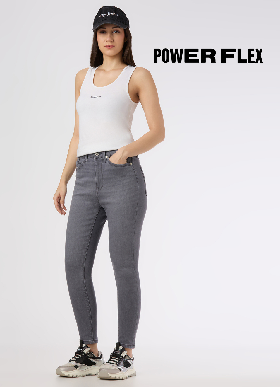 Women Grey High Rise Skinny Fit Powerflex Jeans, , large image number 0