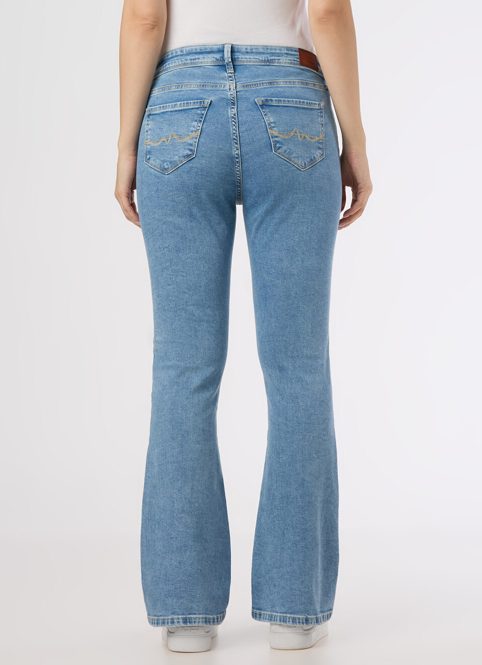 Women Light Blue Mid Rise Flared Stretchable Jeans, , large image number 2