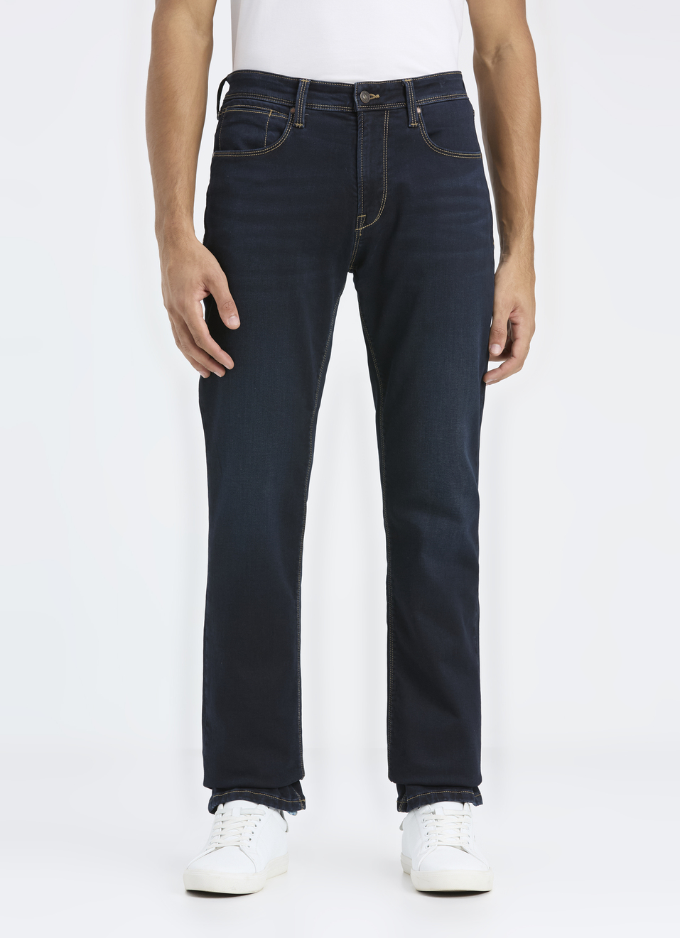 Men Blue Mid Rise Straight Fit Jeans, , large image number 1