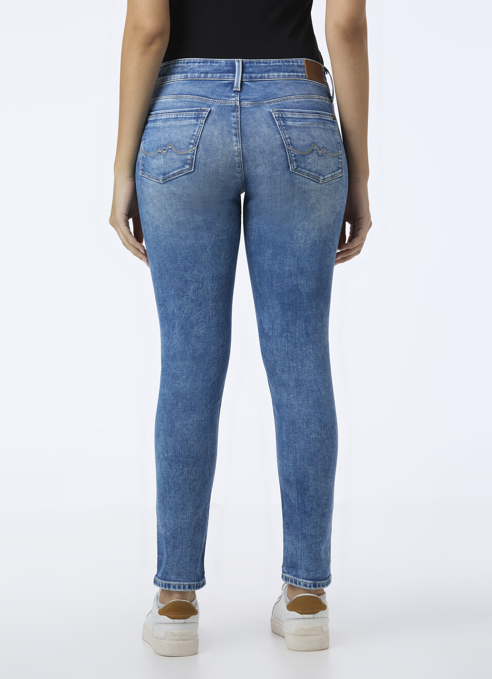 Women Blue Mid Rise Skinny Fit Powerflex Jeans, , large image number 2