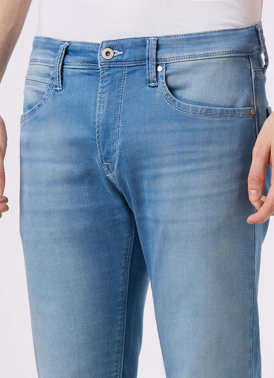 Men Light Blue Mid Rise Slim Fit Gymindigo Jeans, , large image number 3