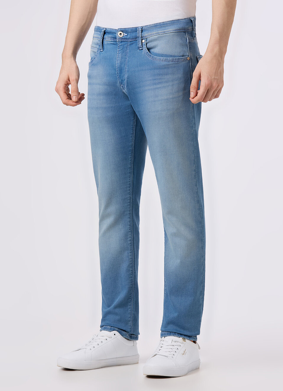 Men Light Blue Mid Rise Slim Fit Gymindigo Jeans, , large image number 4