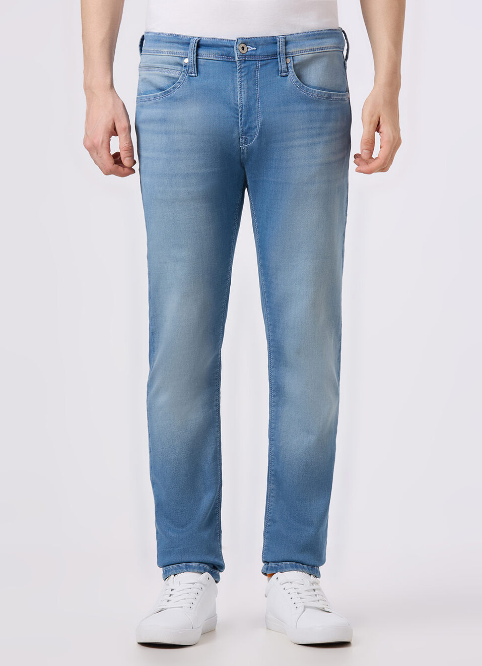 Men Light Blue Mid Rise Slim Fit Gymindigo Jeans, , large image number 5