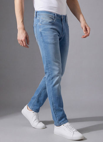 Men Light Blue Mid Rise Slim Fit Gymindigo Jeans