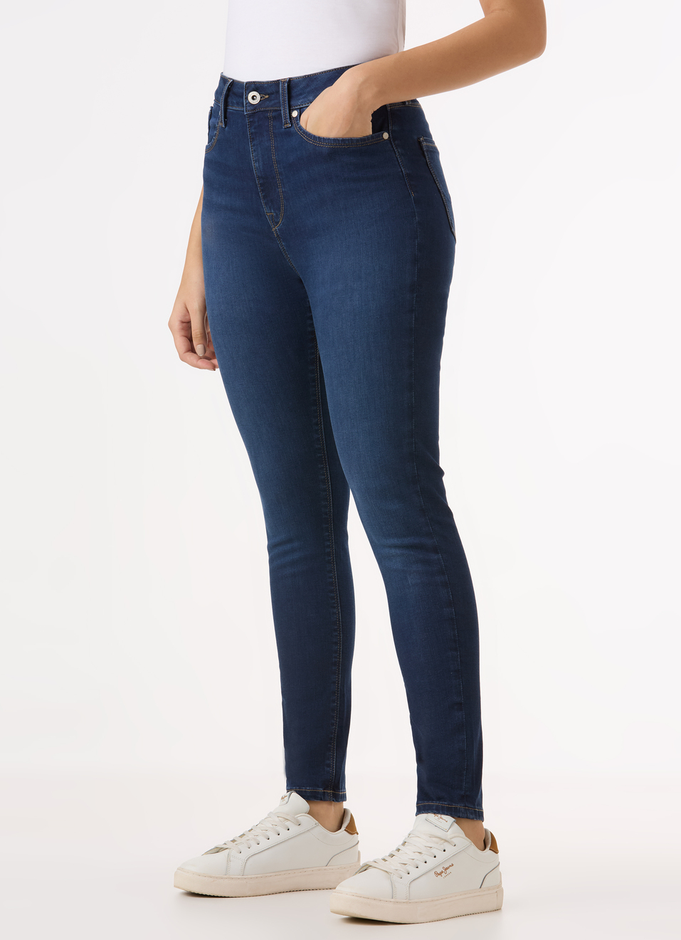 Women Blue Mid Rise Skinny Fit Powerflex Jeans, , large image number 3