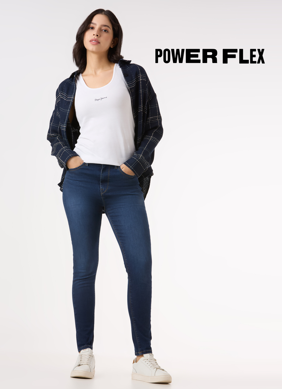 Women Blue Mid Rise Skinny Fit Powerflex Jeans, , large image number 0