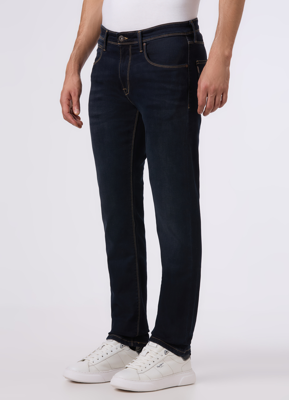 Men Dark Blue Mid Rise Slim Fit Stretchable Jeans, , large image number 3