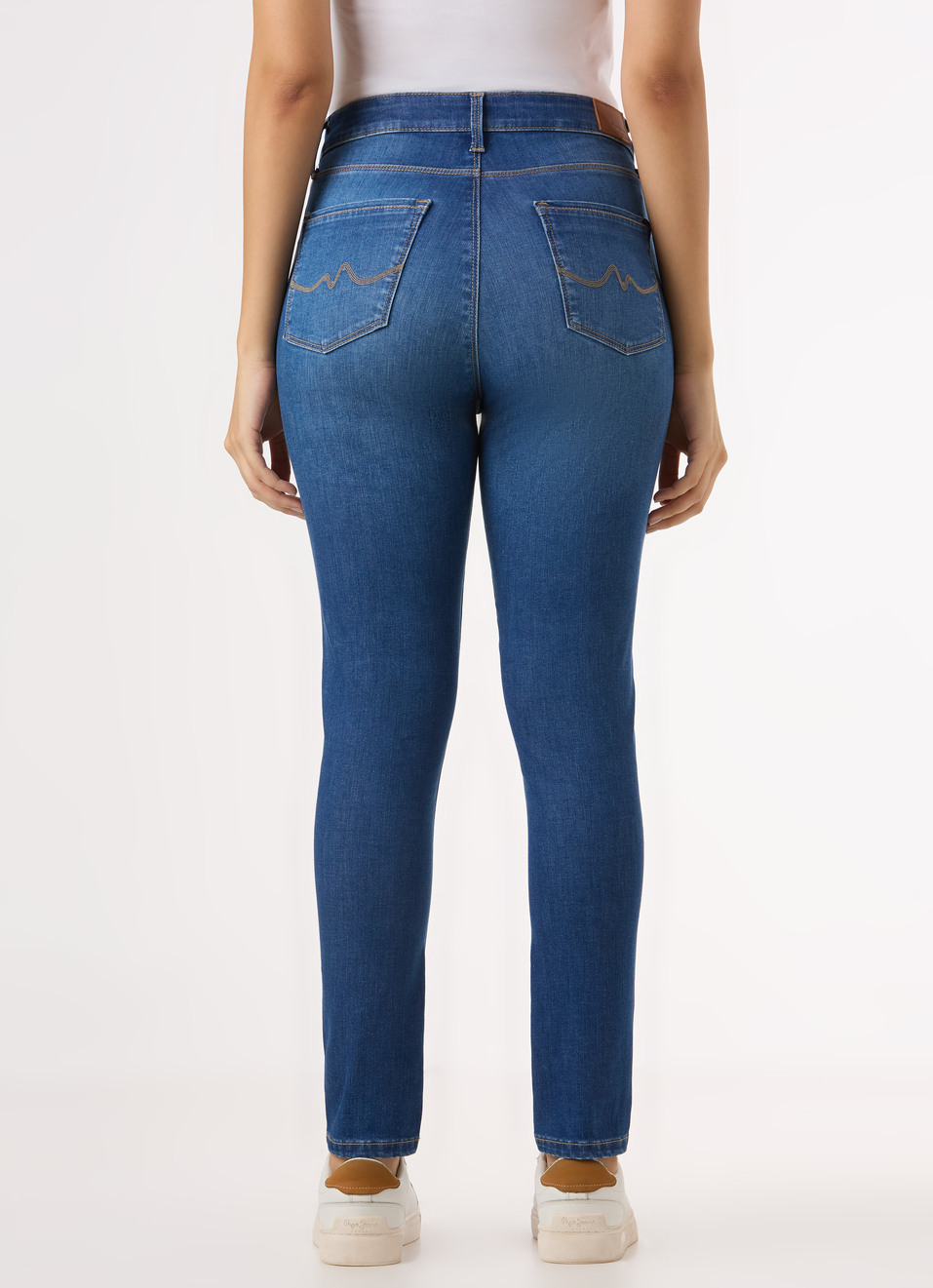 Women Blue Mid Rise Skinny Fit Powerflex Jeans, , large image number 2