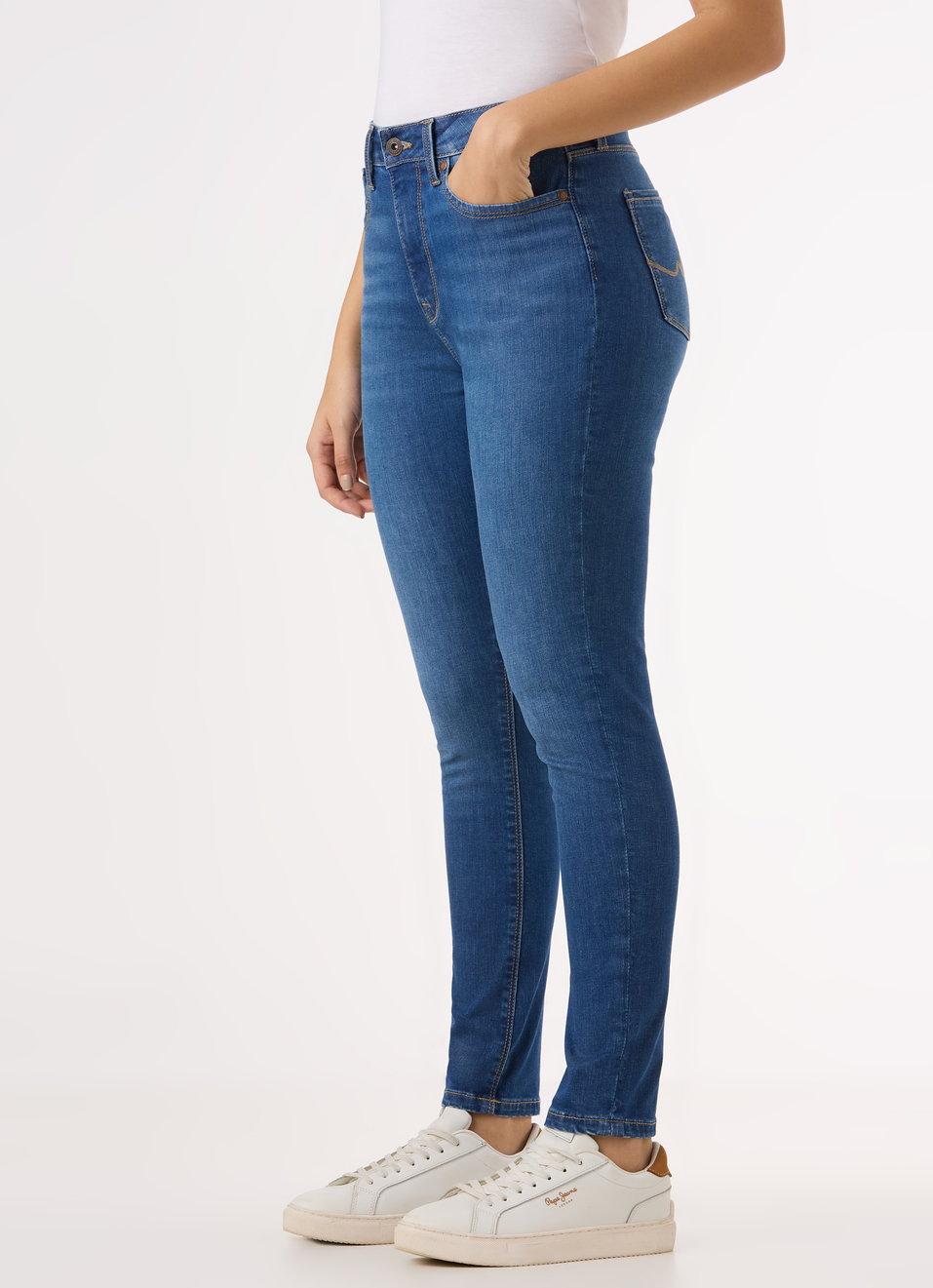 Women Blue Mid Rise Skinny Fit Powerflex Jeans, , large image number 3