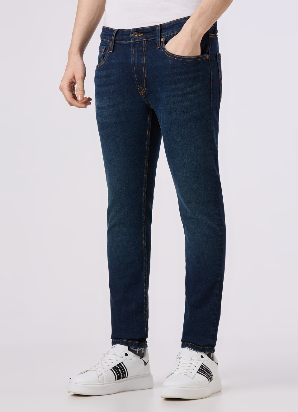 Men Blue Low Rise Slim Fit Stretchable Jeans, , large image number 3