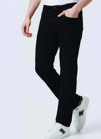 Men Black Mid Rise Straight Fit Powerflex Jeans