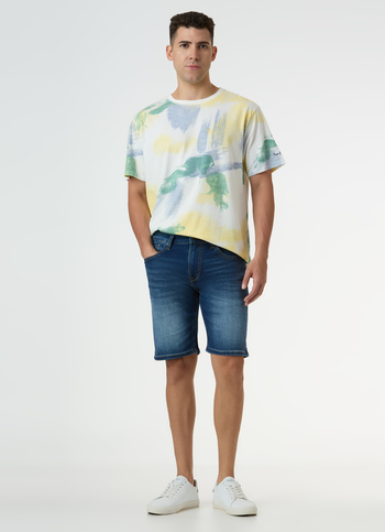 Men Blue Mid Rise Denim Shorts