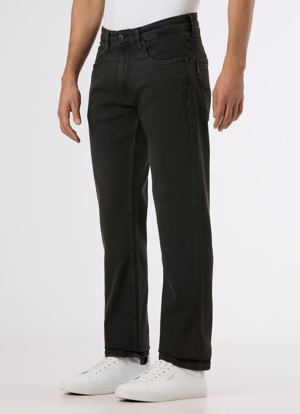 Men Black Mid Rise Straight Fit Stretchable Jeans, , large image number 3