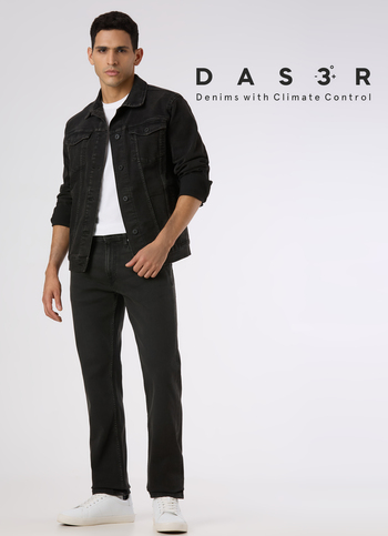 Men Black Mid Rise Straight Fit Stretchable Jeans